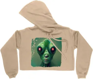 Alien Art Women's Cropped Fleece Hoodie - Cool Cropped Hoodie for Women - Graphic Hooded Sweatshirt