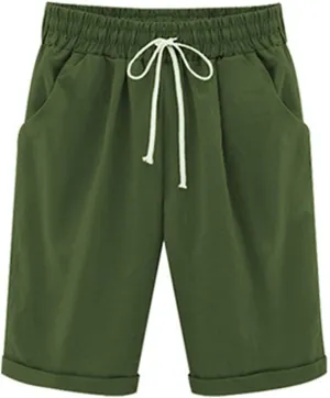AMDBEL Bermuda Shorts for Women Trendy Womens Hiking Long Shorts Quick Dry Bermuda Cargo Pants Lightweight Knee Length Shorts