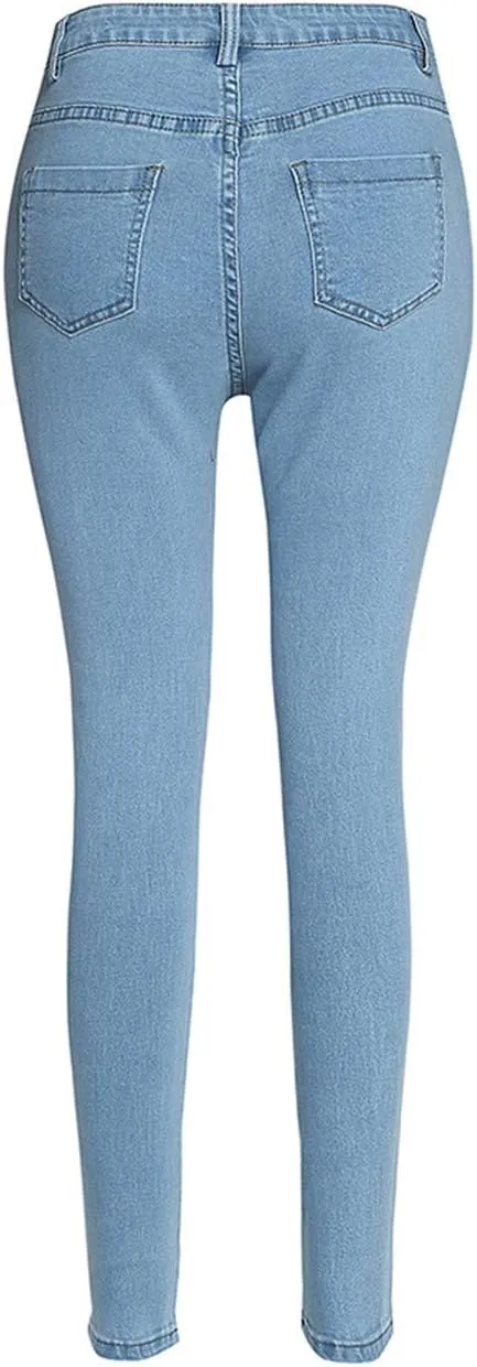 Andongnywell Super High Waisted Stretchy Skinny Jeans Denim Pants