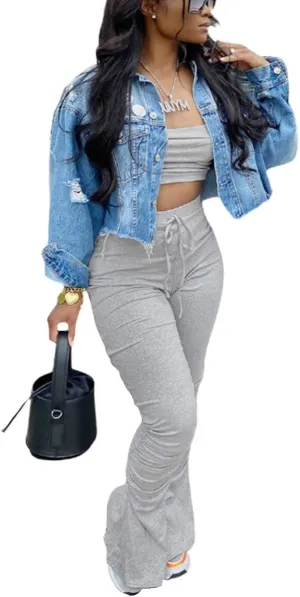 Annystore Women's Sexy 2 Piece Outfits Clubwear Off Shoulder Tube Crop Tops   Split Bodycon Long Pants Set Tracksuit