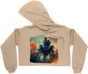 Astronaut Colors Women's Cropped Fleece Hoodie - Fantasy Cropped Hoodie for Women - Graphic Hooded Sweatshirt