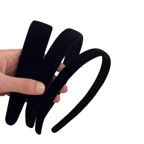 AUDTOPE 3Pcs Headbands for Women, Black Headband for Girls Bow Print Hair Band No Teeth Thick Wide Head Bands Hoops Cute Hair Accessories