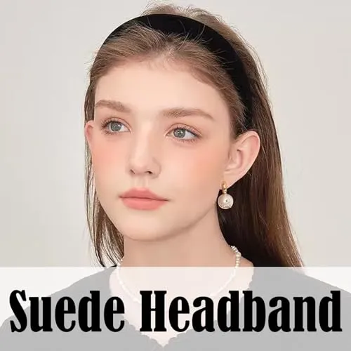 AUDTOPE 3Pcs Headbands for Women, Black Headband for Girls Bow Print Hair Band No Teeth Thick Wide Head Bands Hoops Cute Hair Accessories