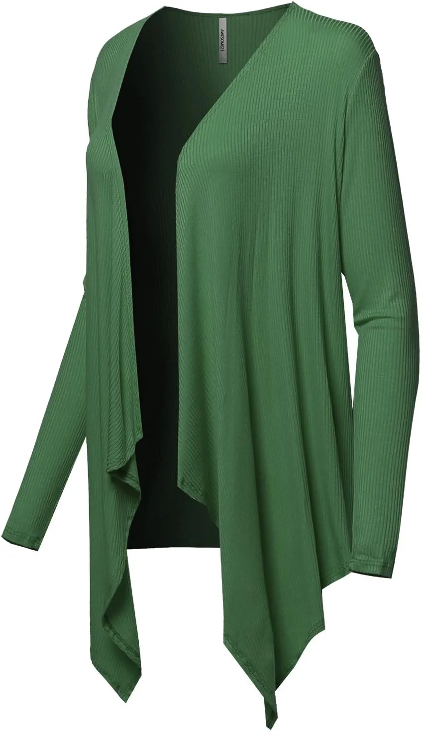 Awesome21 Women's Casual Solid Ribbed Open Front Knit Cardigan