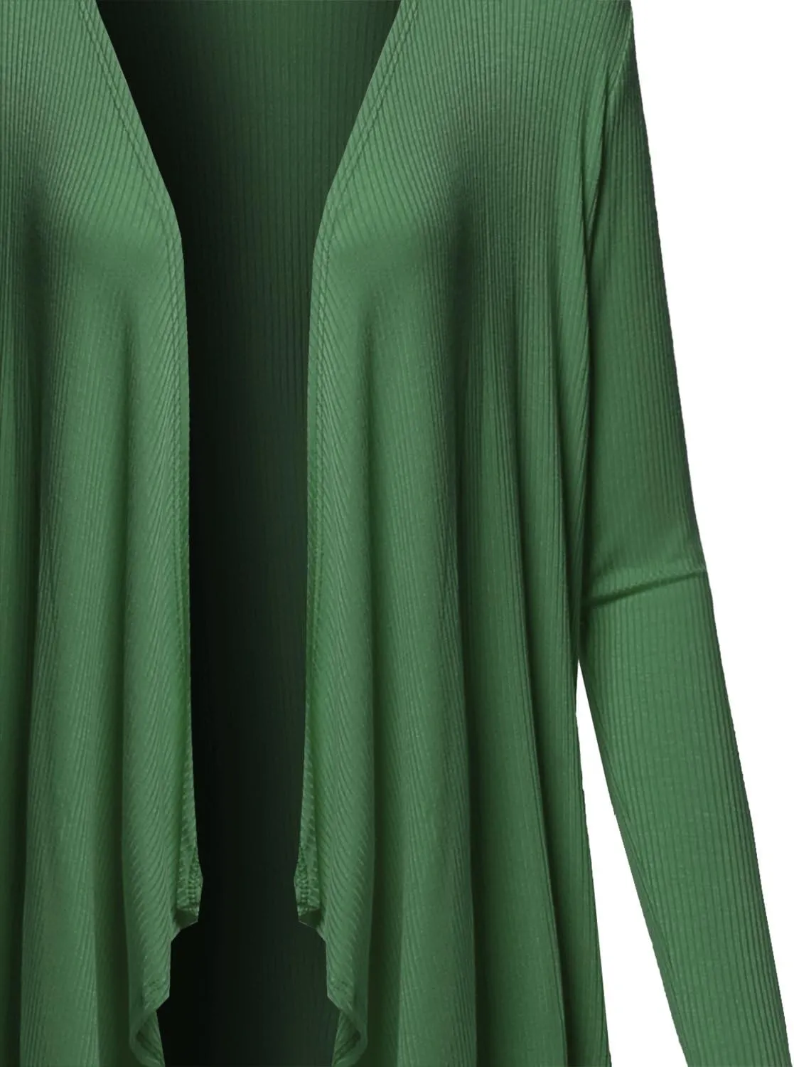 Awesome21 Women's Casual Solid Ribbed Open Front Knit Cardigan