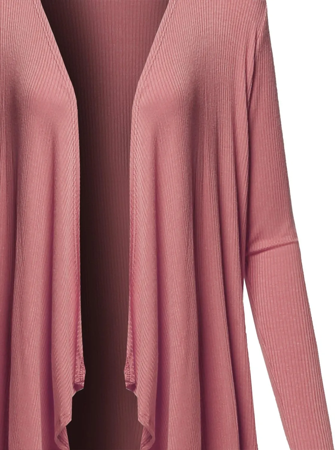 Awesome21 Women's Casual Solid Ribbed Open Front Knit Cardigan