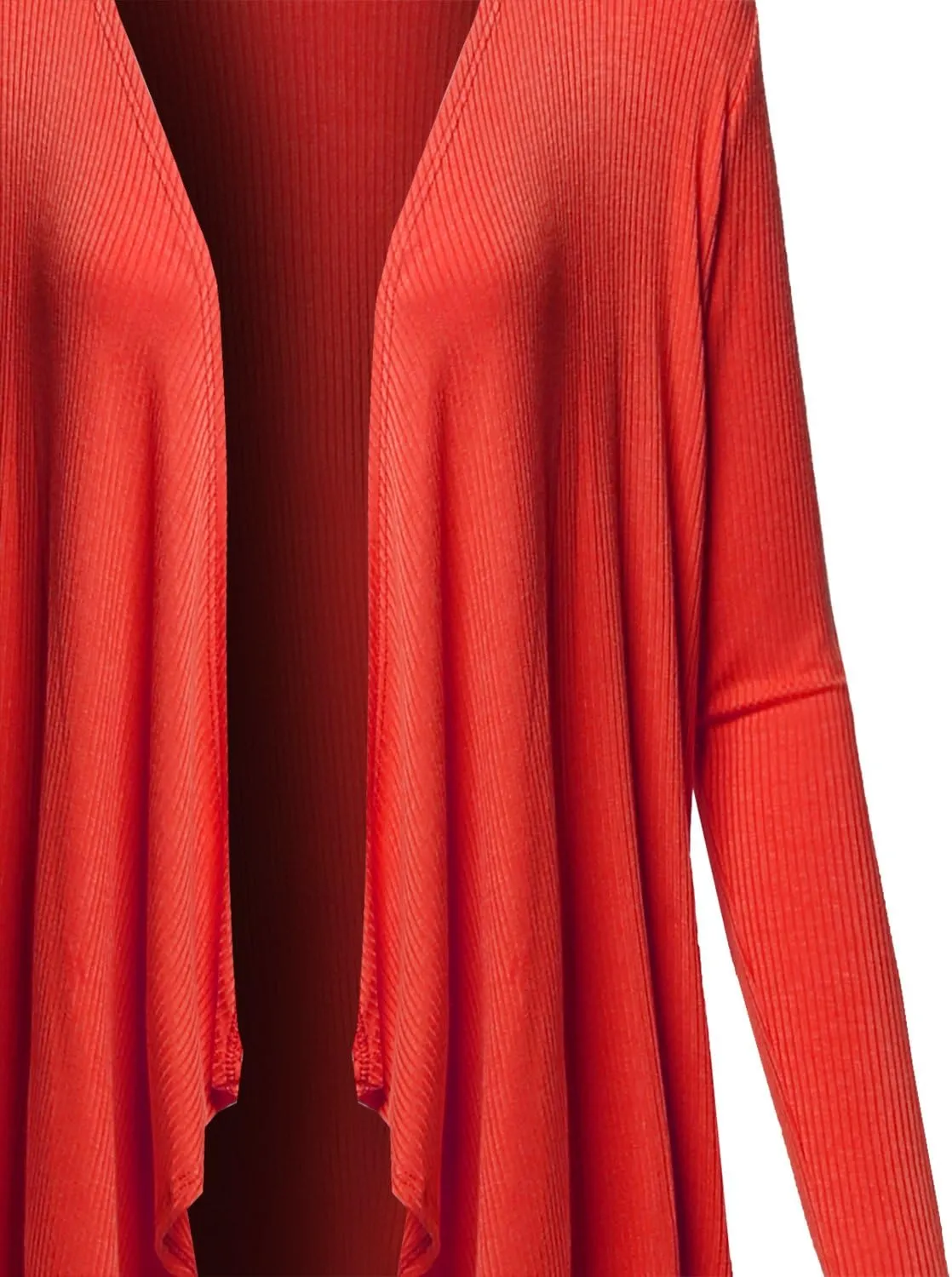 Awesome21 Women's Casual Solid Ribbed Open Front Knit Cardigan