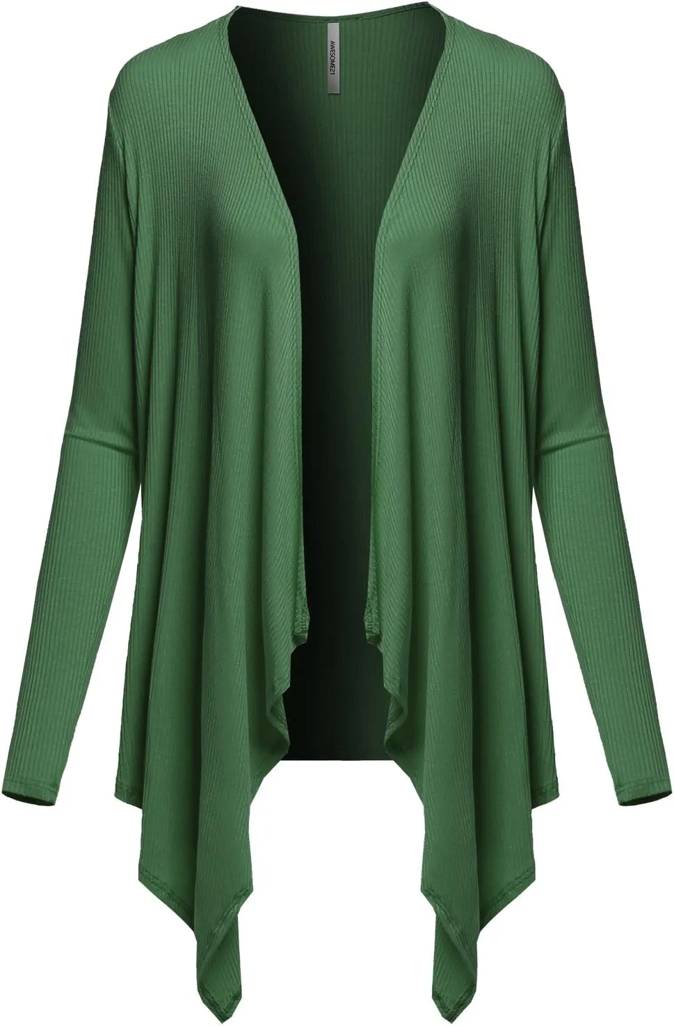 Awesome21 Women's Casual Solid Ribbed Open Front Knit Cardigan