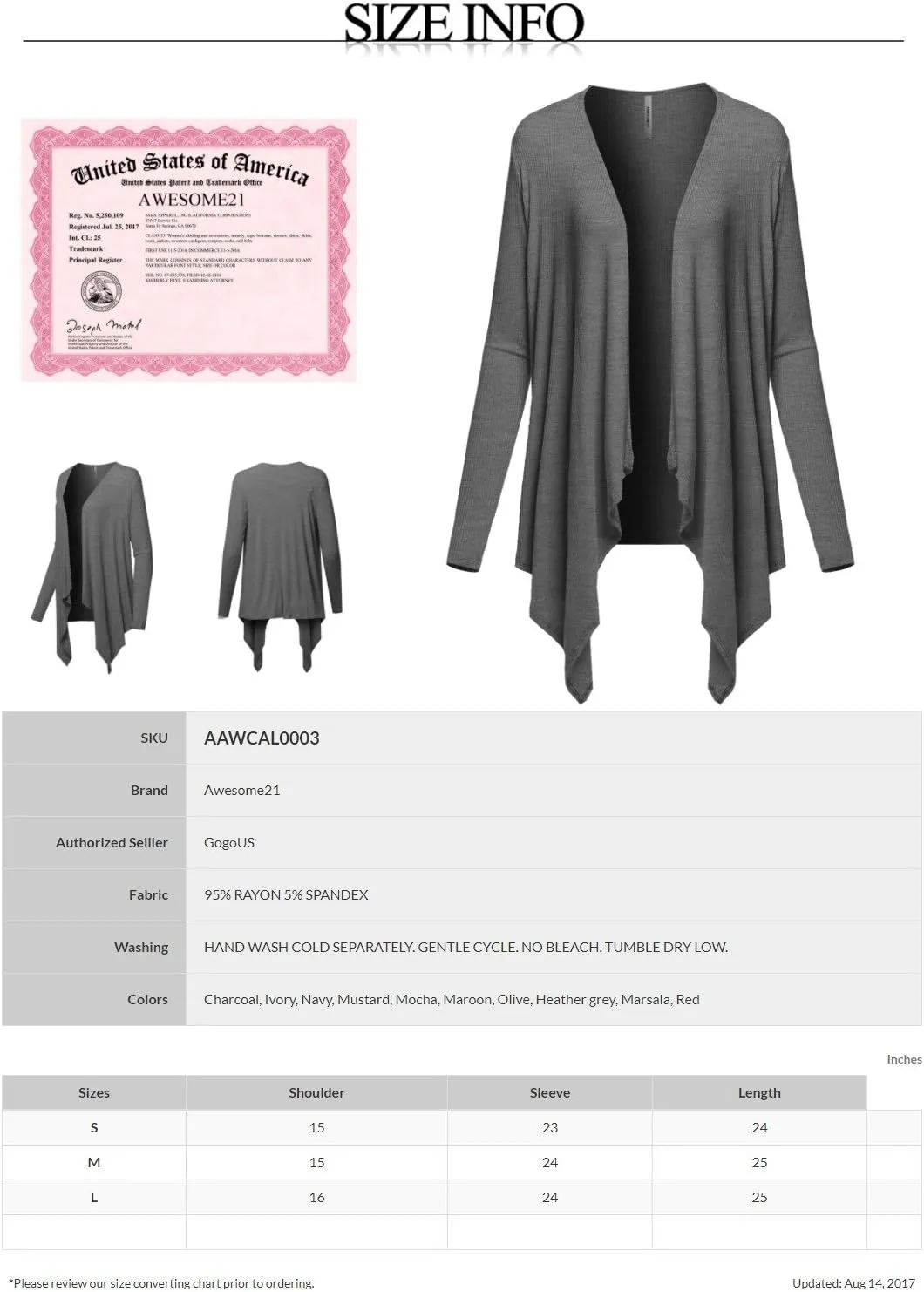 Awesome21 Women's Casual Solid Ribbed Open Front Knit Cardigan