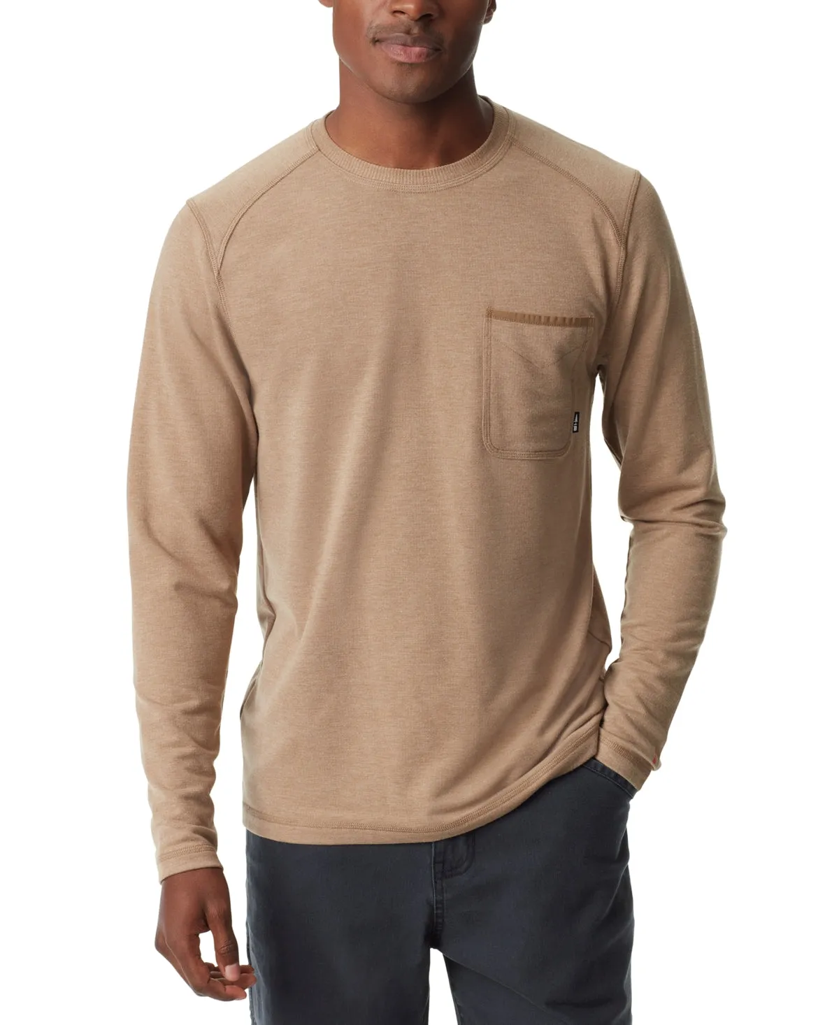 BASS OUTDOOR Mens Long Sleeve Fashion T Shirt Ermine Brown XL