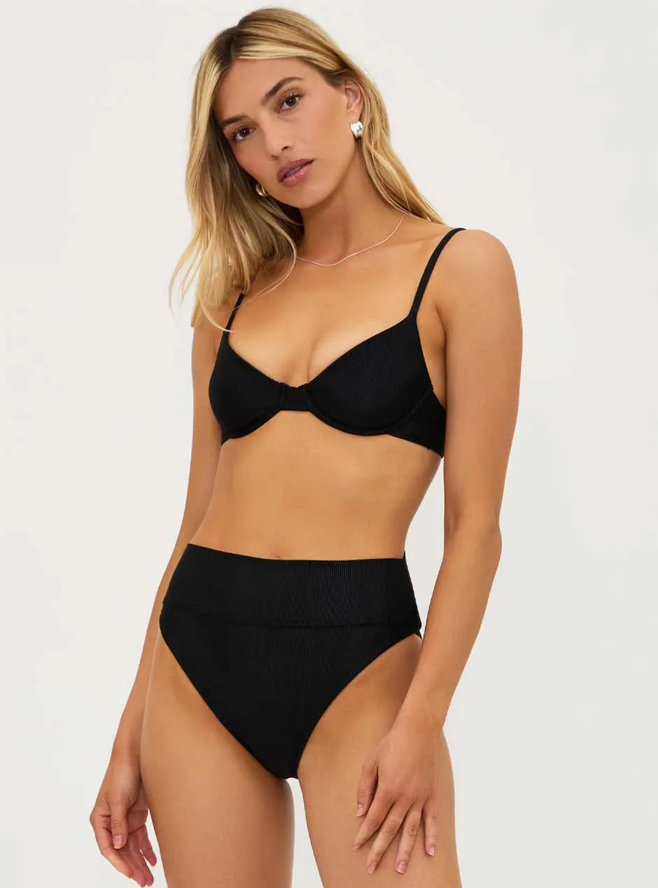 Beach Riot Women's Highway High Waist Ribbed Swimsuit Bottom - Black