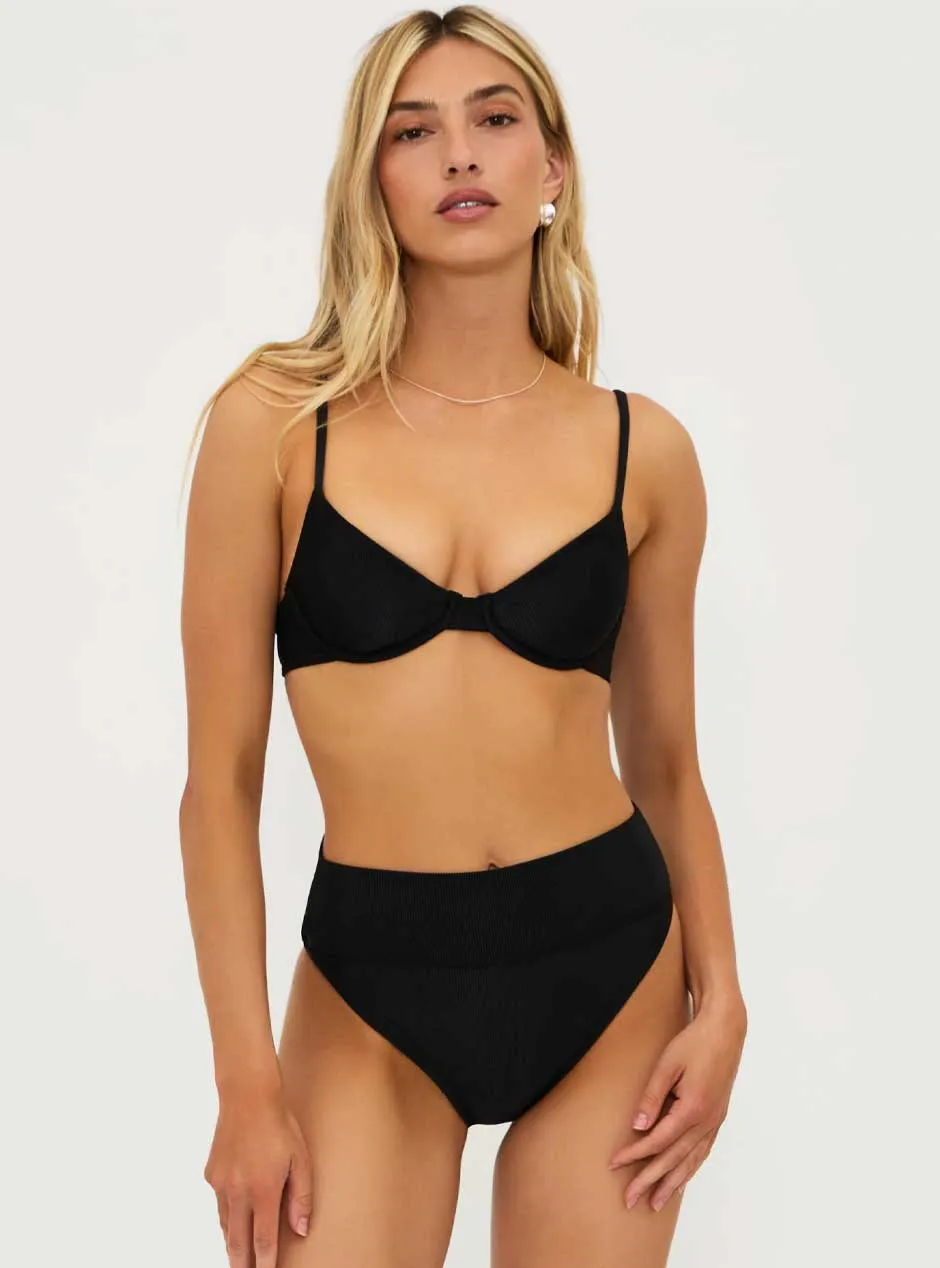 Beach Riot Women's Highway High Waist Ribbed Swimsuit Bottom - Black