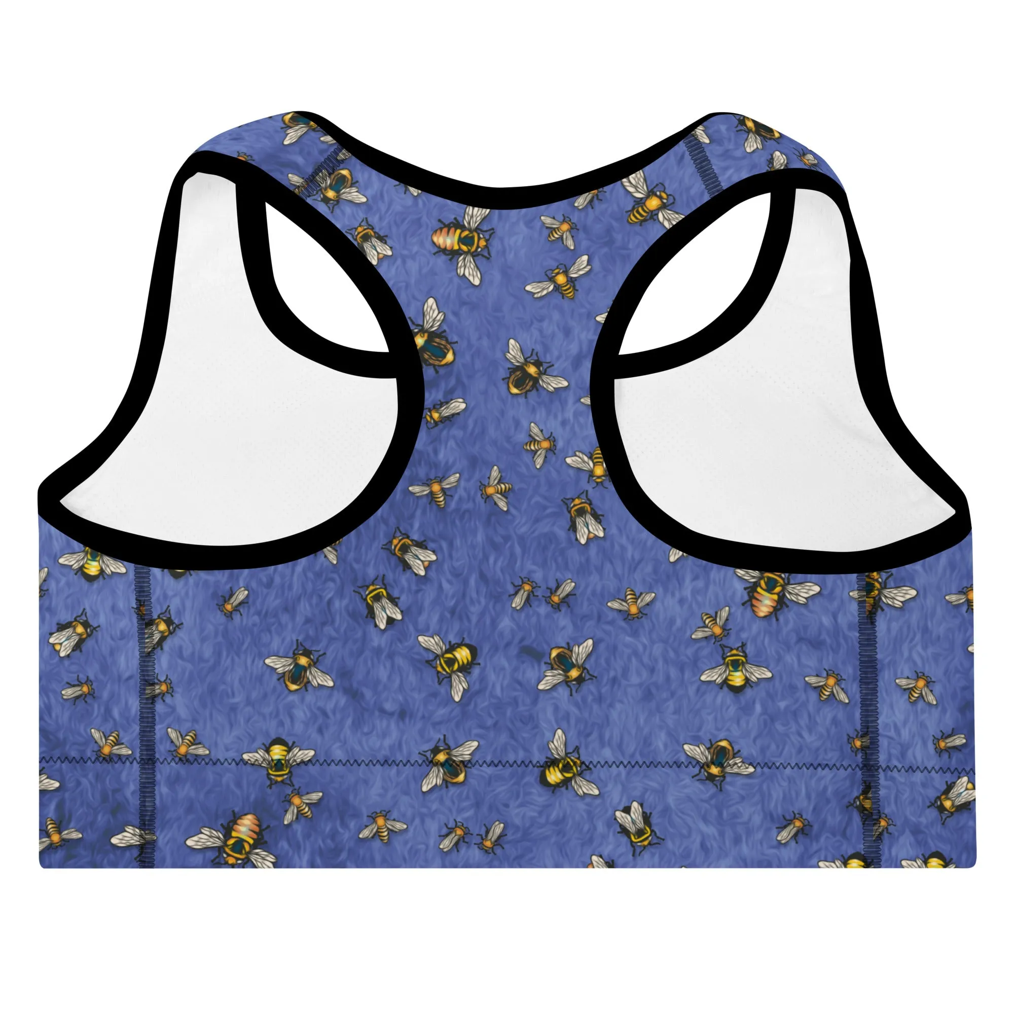Bees on Blue- Padded Sports Bra