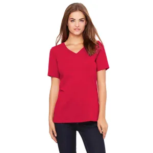 Bella   Canvas Women's Red Relaxed Jersey Short-Sleeve V-Neck T-Shirt