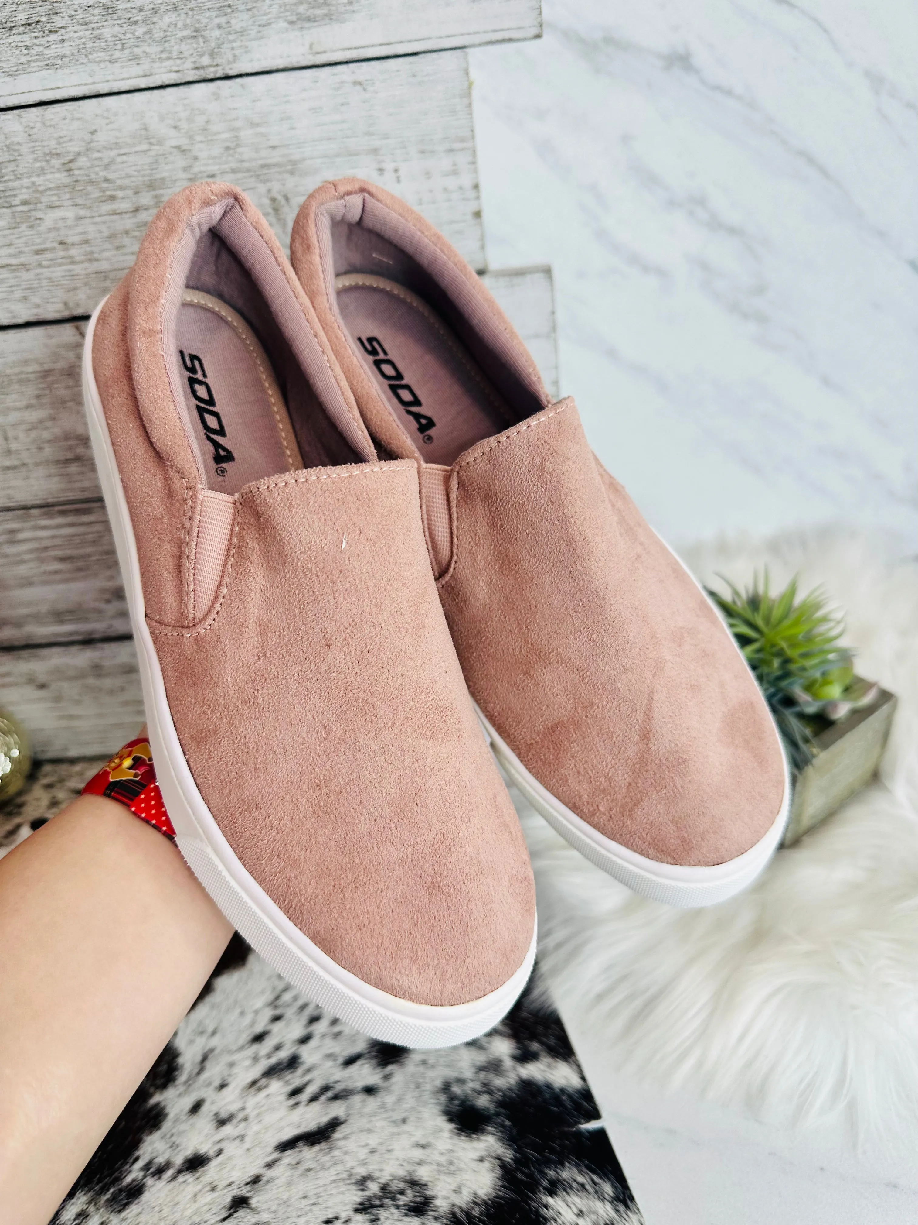 Blushed Mauve Suede Tennis Shoe