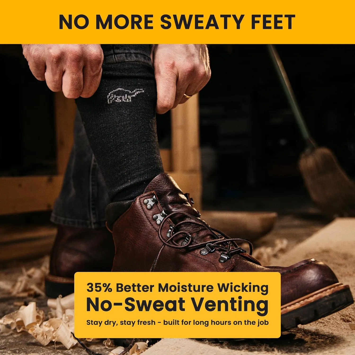 Boot Work Socks – Sweat-Wicking, Durable Wool Socks for Long Shifts – Up to 12" Boots – Made in USA