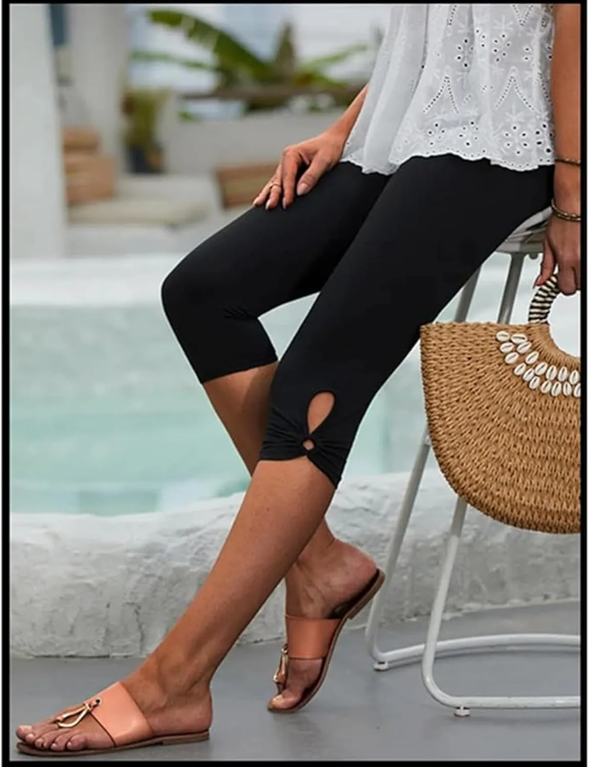 BOXIACEY Capri Leggings for Women 2025 Knee Length Yoga Pants High Waisted Workout Leggings Casual Summer Cropped Pants