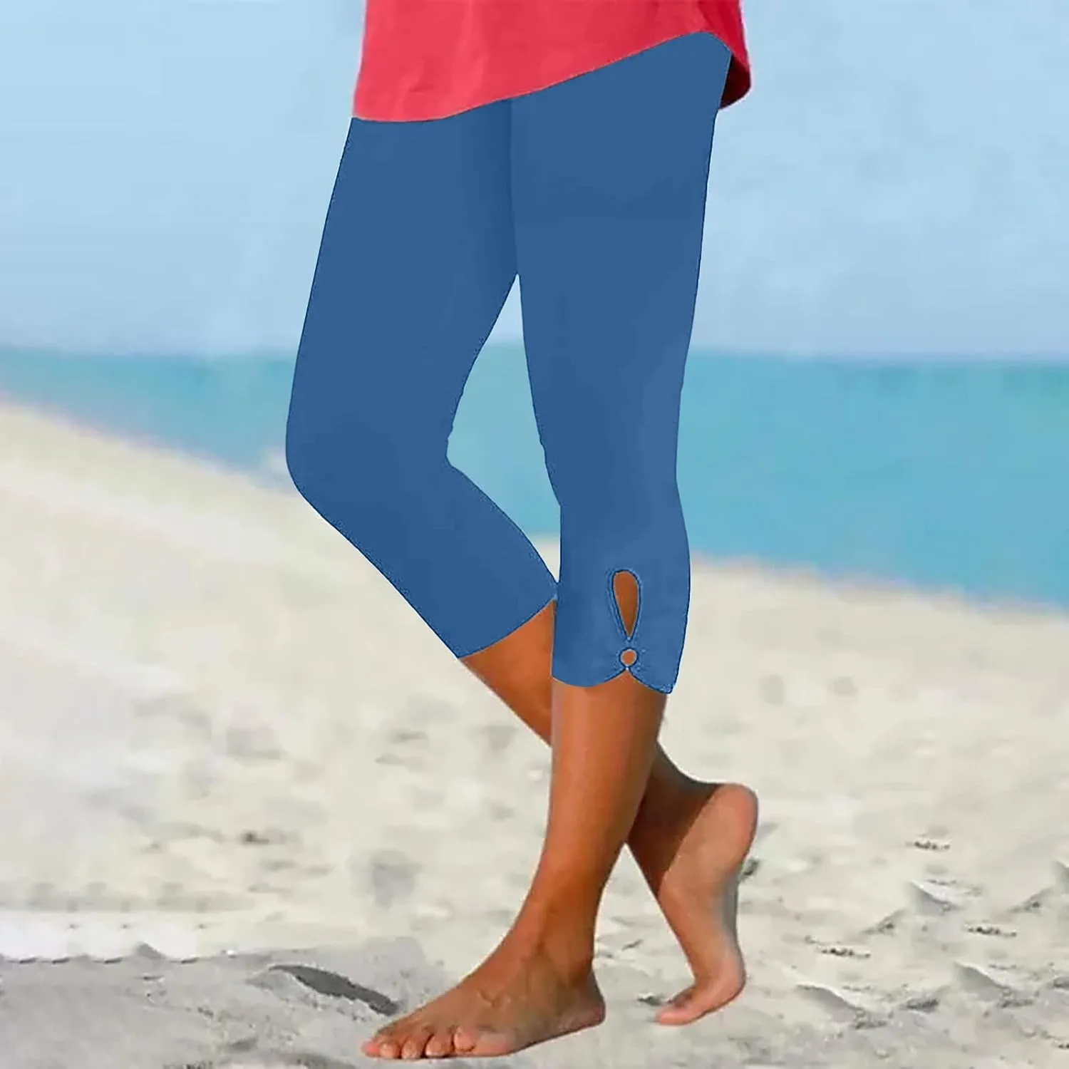 BOXIACEY Capri Leggings for Women 2025 Knee Length Yoga Pants High Waisted Workout Leggings Casual Summer Cropped Pants