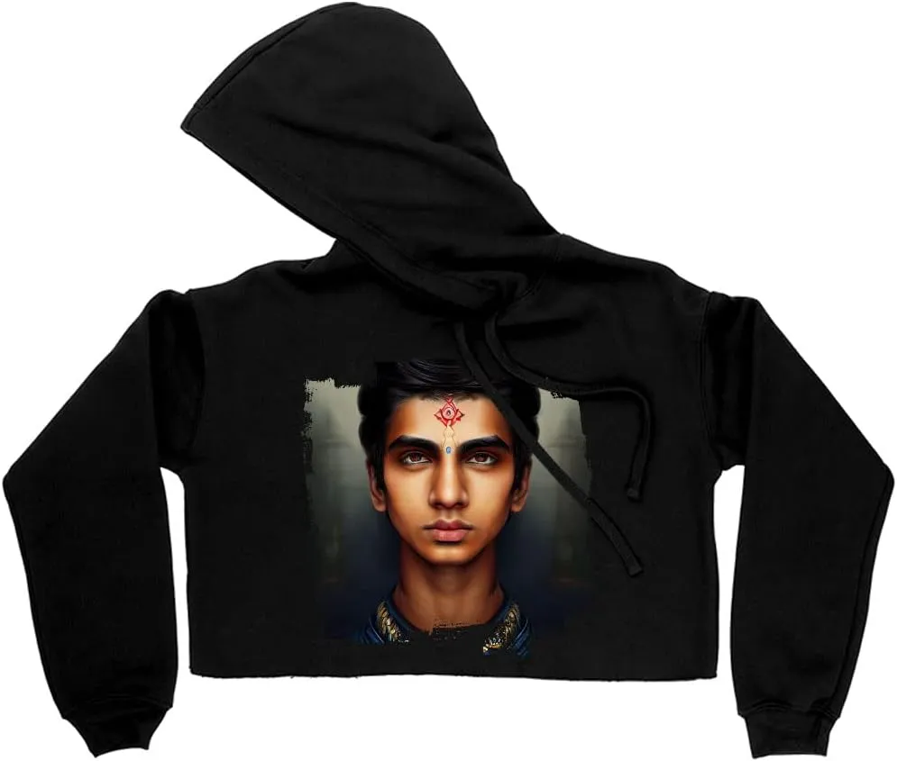 Boy Art Women's Cropped Fleece Hoodie - Printed Cropped Hoodie for Women - Graphic Hooded Sweatshirt