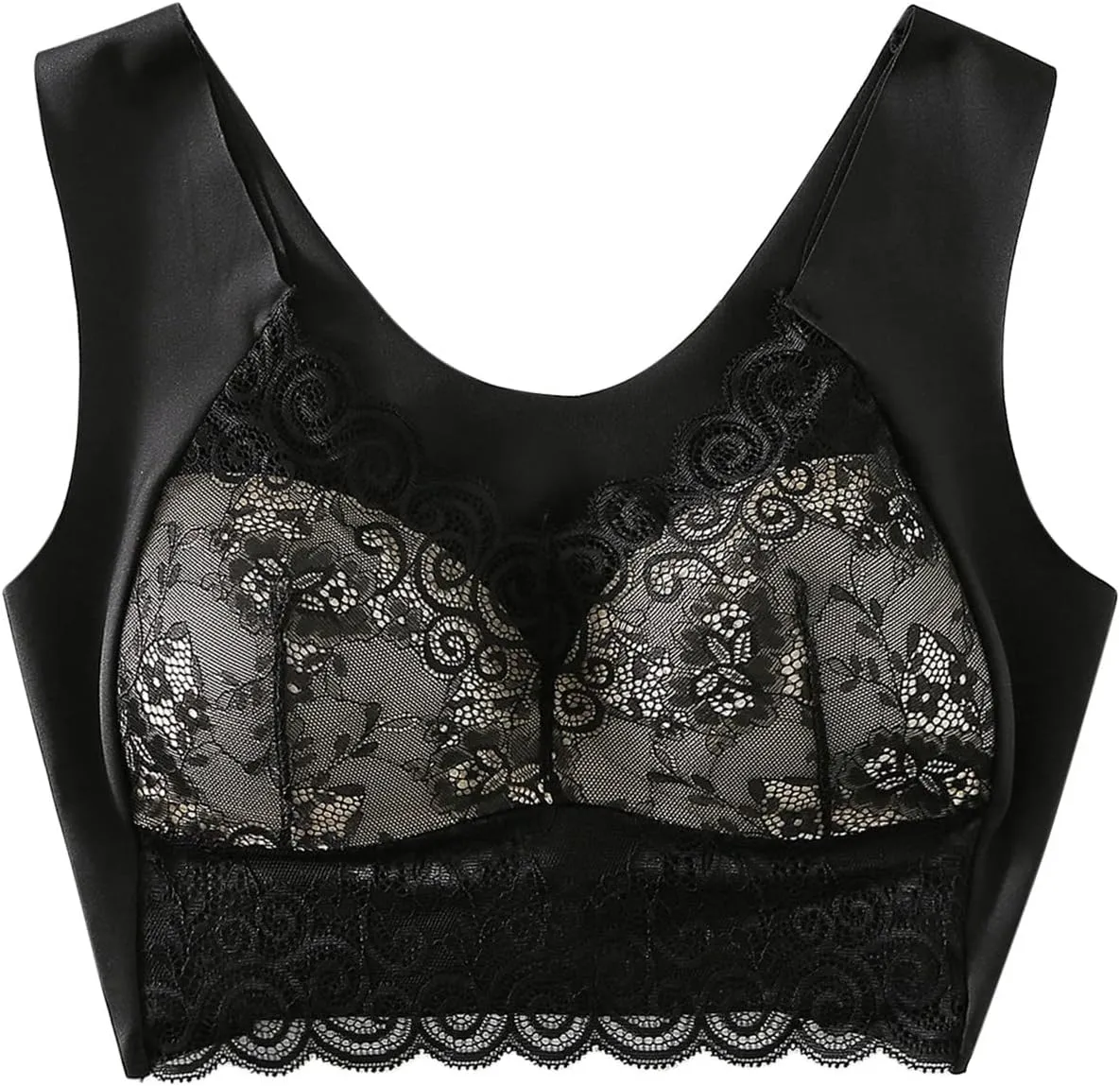 Bras for Women Seamless Lace Bra No Underwire Wireless Sport Bras Comfortable Mesh Padded Soft Back Smoothing Bra