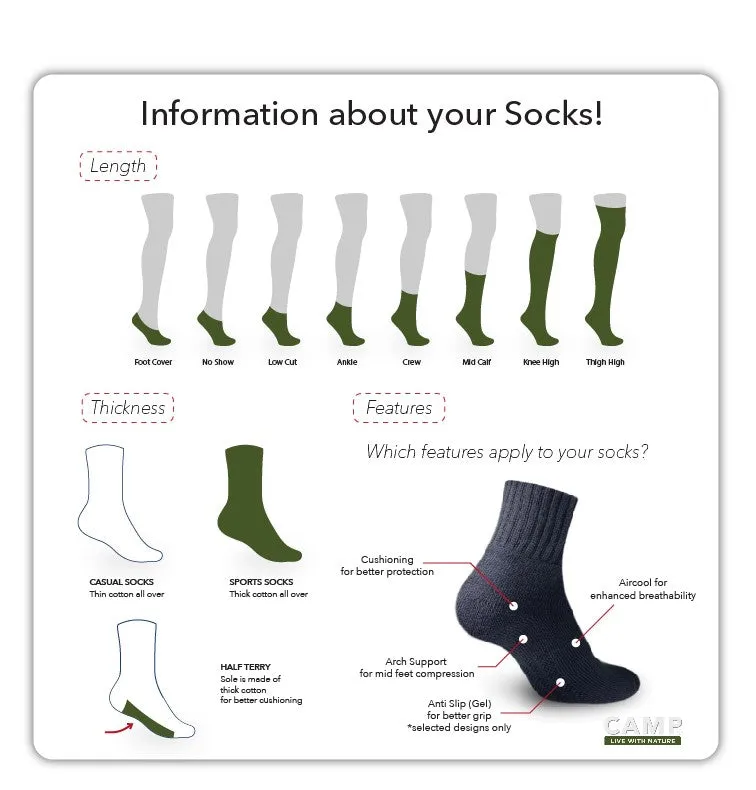 Camp Men's Cotton Lite Thin Casual Ankle Socks 3 pairs in a pack CMC4