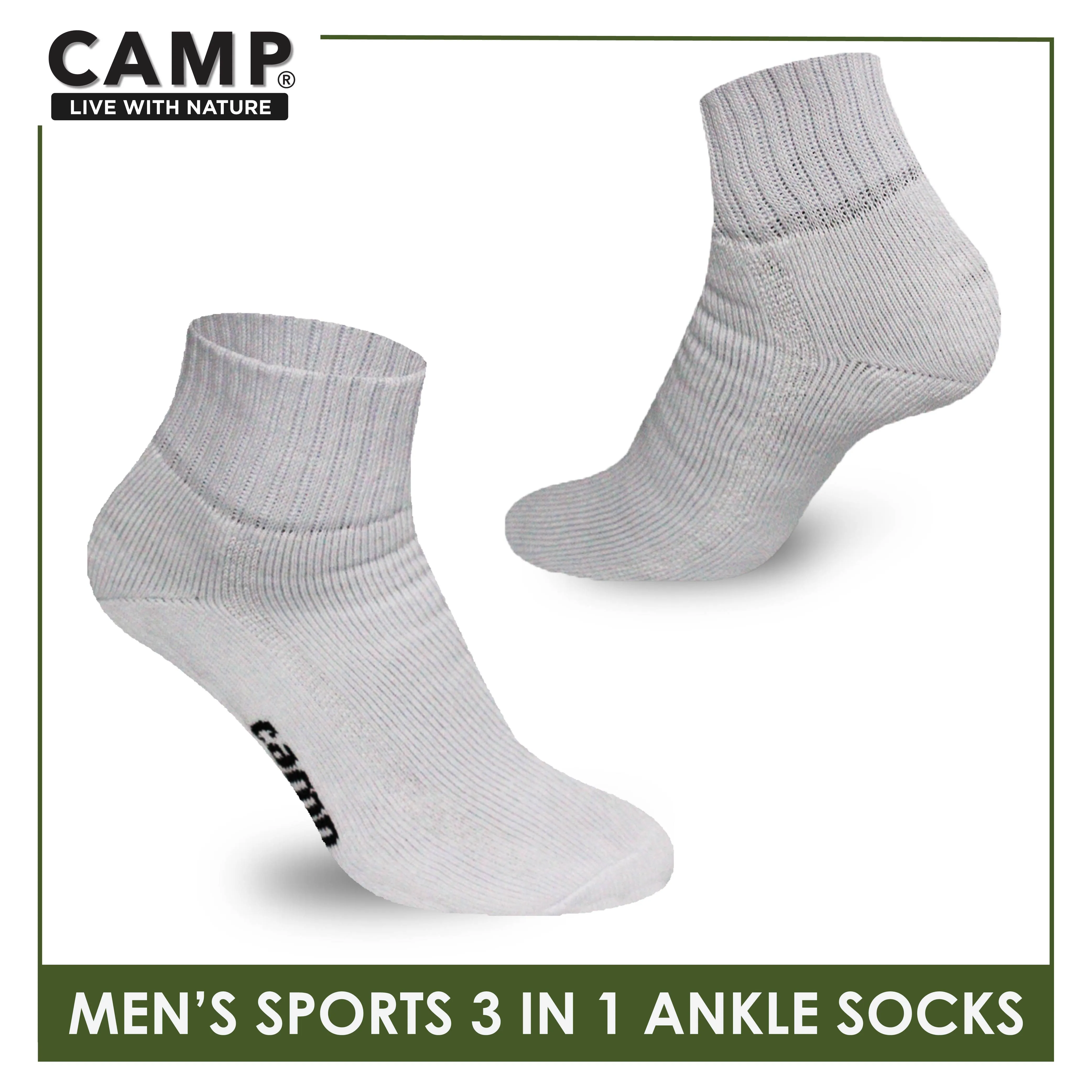 Camp Men's Cotton Thick Sports Ankle Socks 3 pairs in a pack CMS2