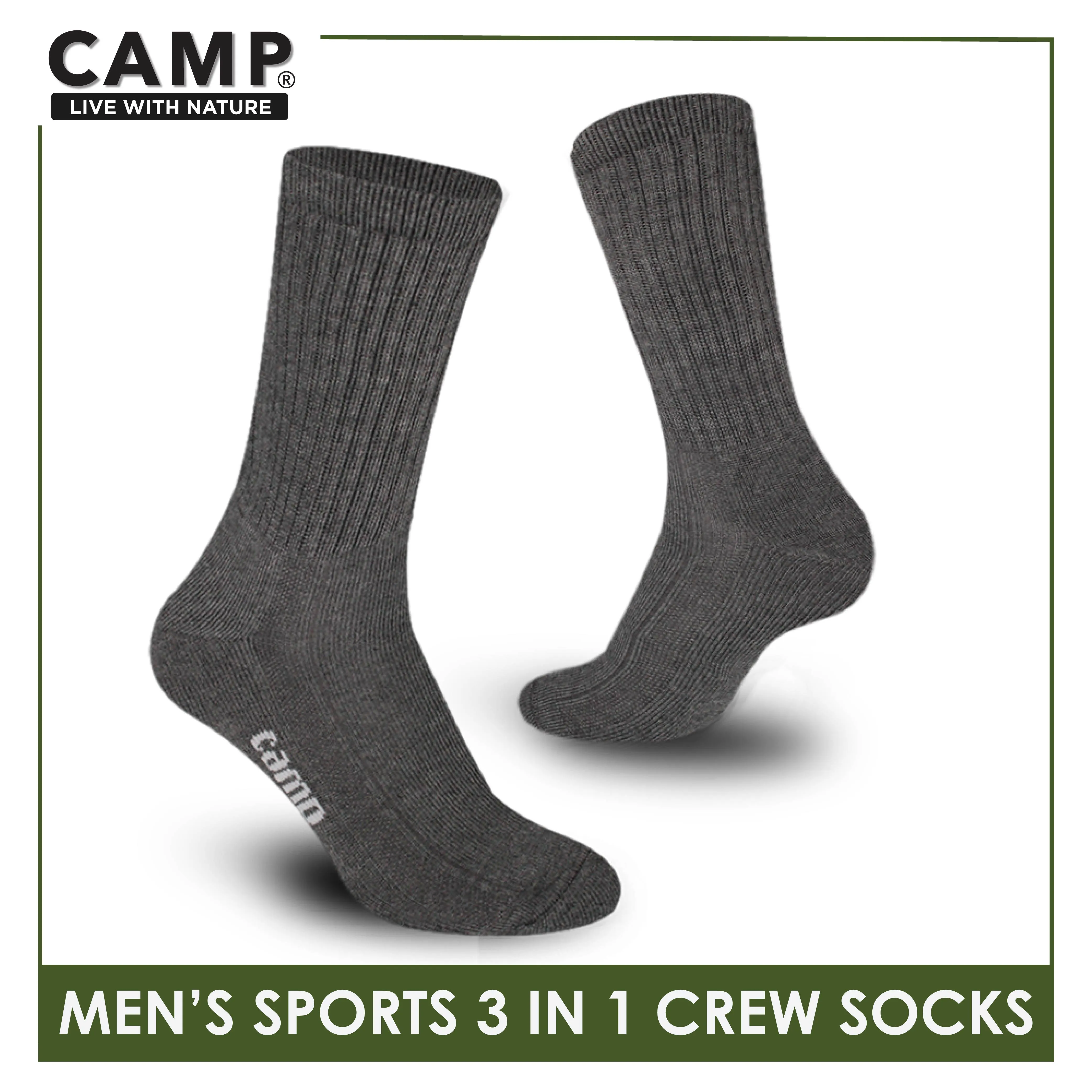 Camp Men's Cotton Thick Sports Crew Socks 3 pairs in a pack CMS3