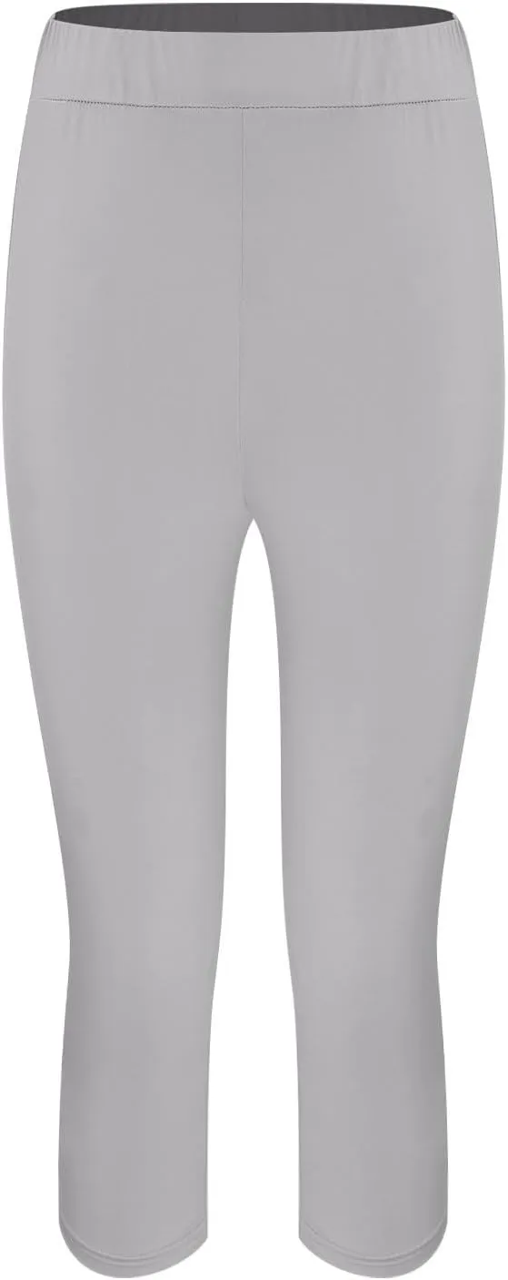 Capri Leggings for Women Plus Size Tummy Control Knee Length No Pockets High Waisted Yoga Pants Soft Workout Tights
