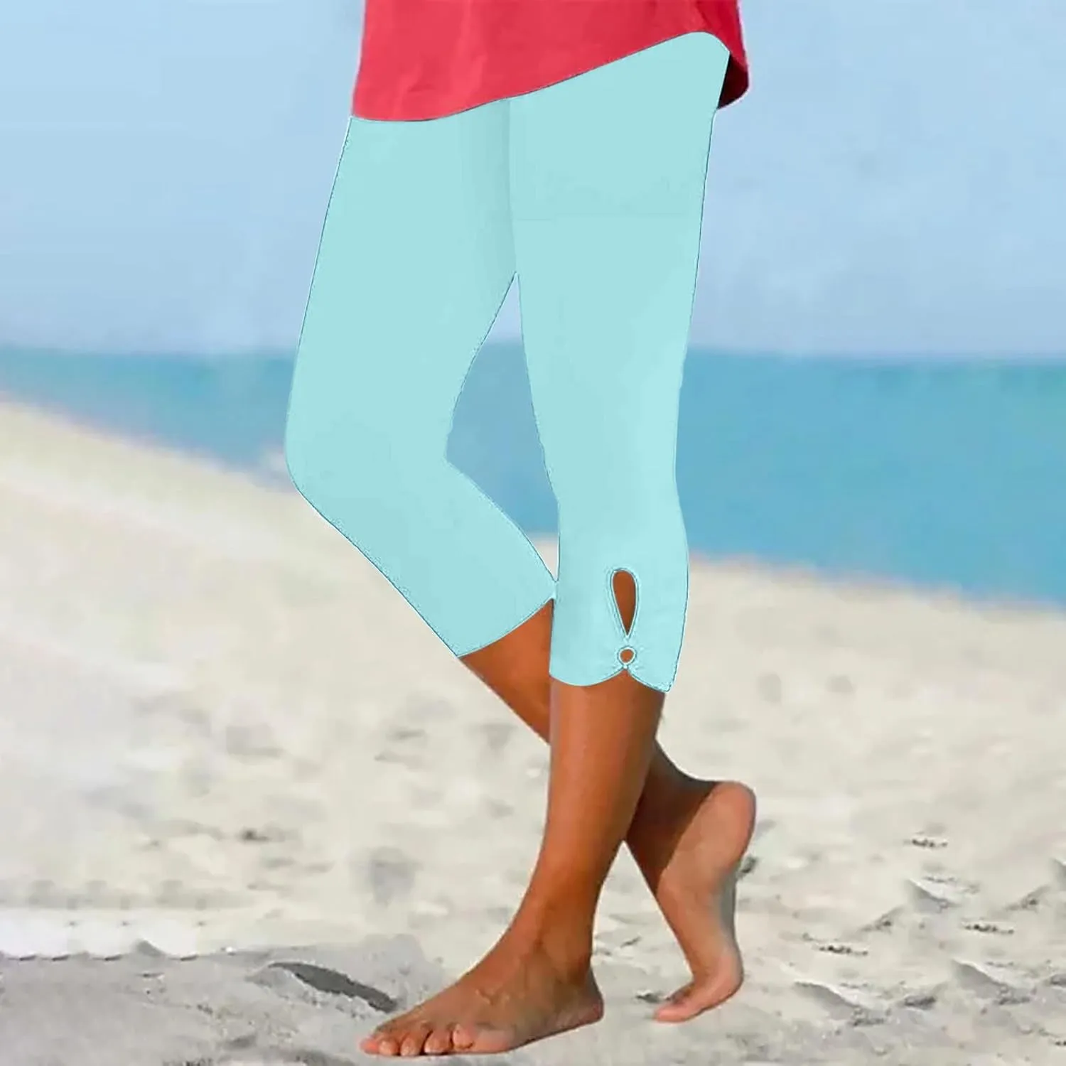Capri Pants for Women Summer Dressy Comfy Stretchy Leggings Cropped High Waist Yoga Pants Workout Compression Pants