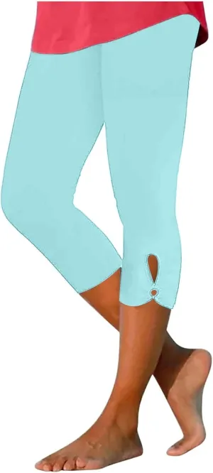 Capri Pants for Women Summer Dressy Comfy Stretchy Leggings Cropped High Waist Yoga Pants Workout Compression Pants