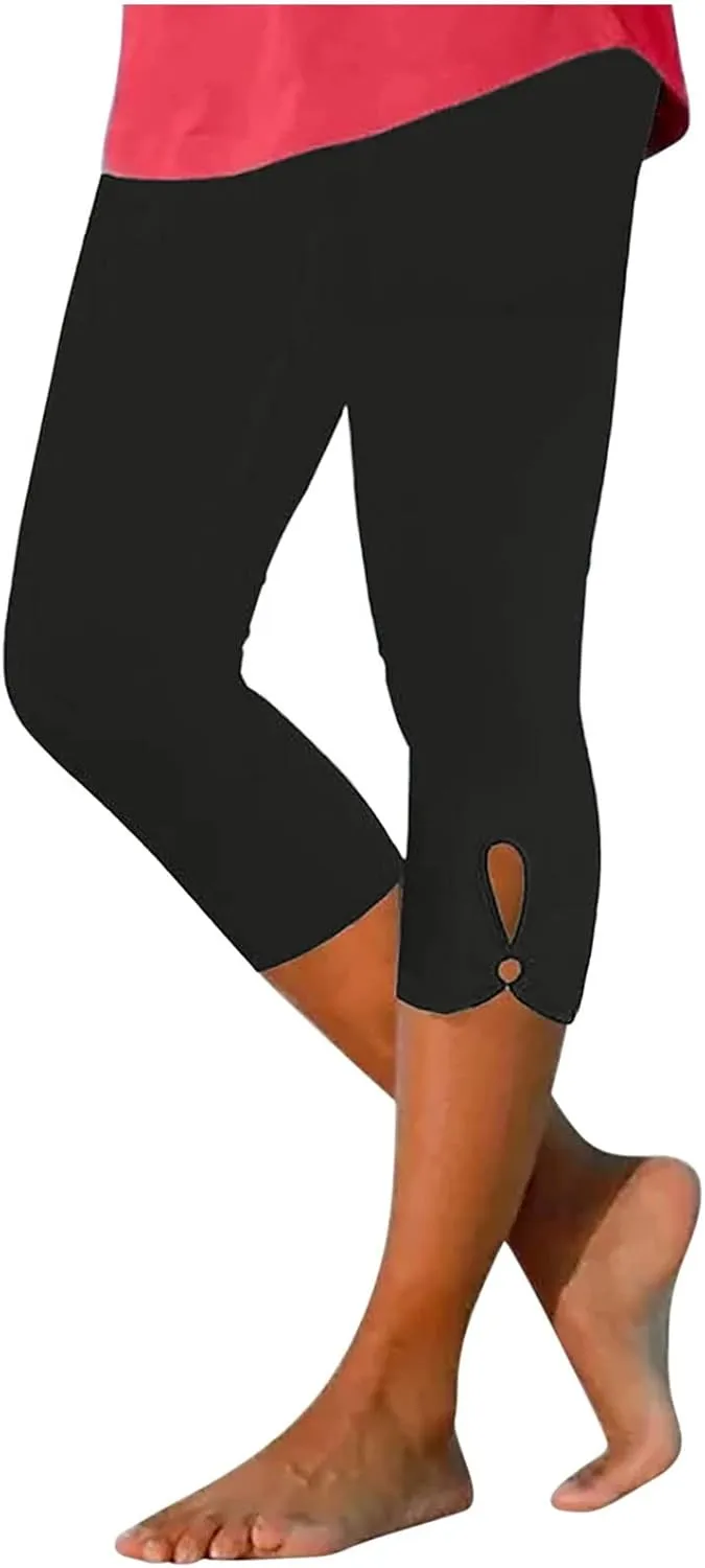 Capri Pants for Women Summer Dressy Comfy Stretchy Leggings Cropped High Waist Yoga Pants Workout Compression Pants