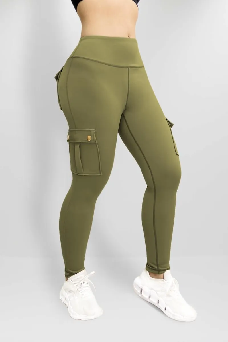 Cargo Leggings with Pockets for Women, Gym Workout Scrunch Butt Lifting Tummy Control High Waisted Womens Yoga Pants