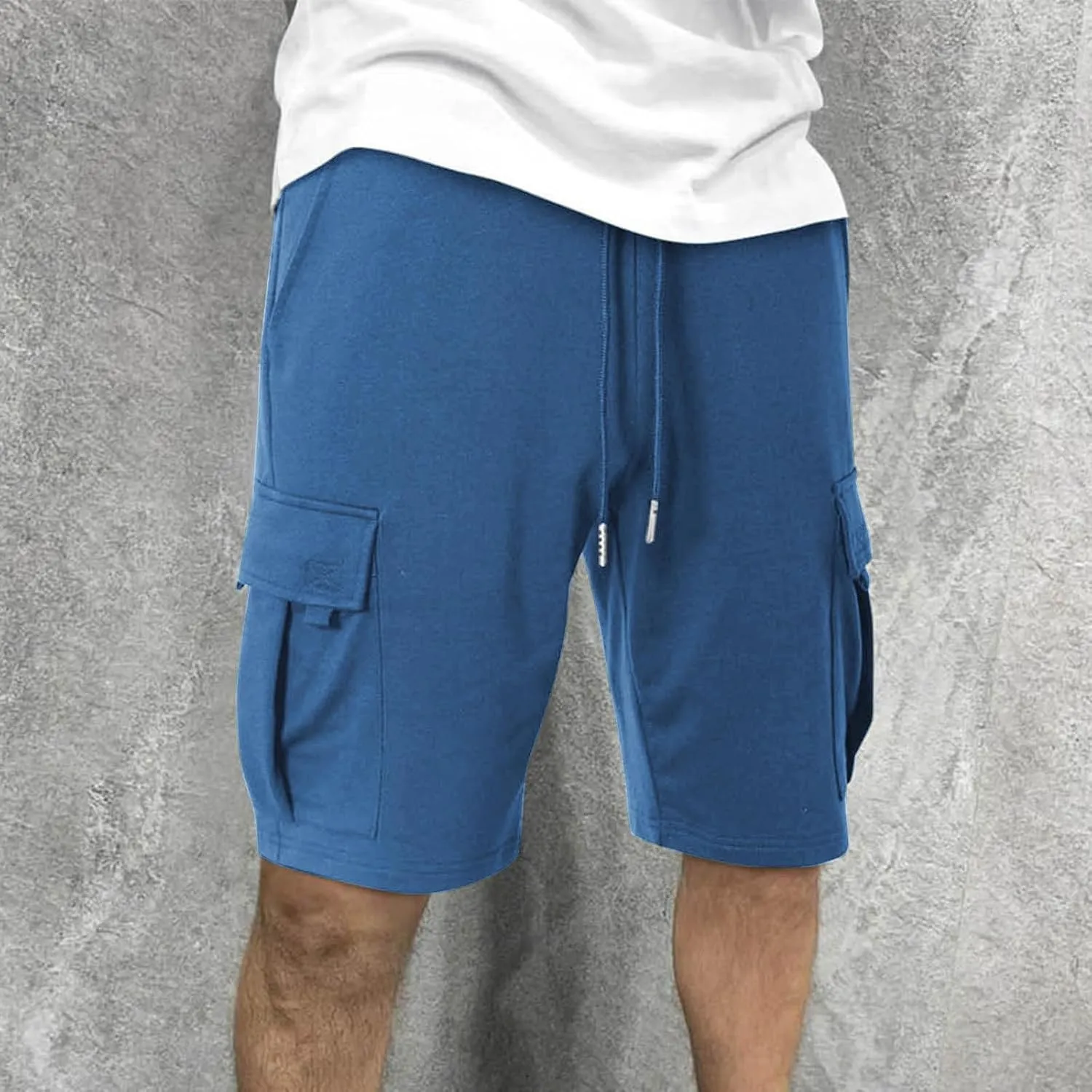Cargo Shorts for Men Casual Summer Sweat Shorts Elastic Waist Drawstring Workout Athletic Hiking Gym Short with Pockets