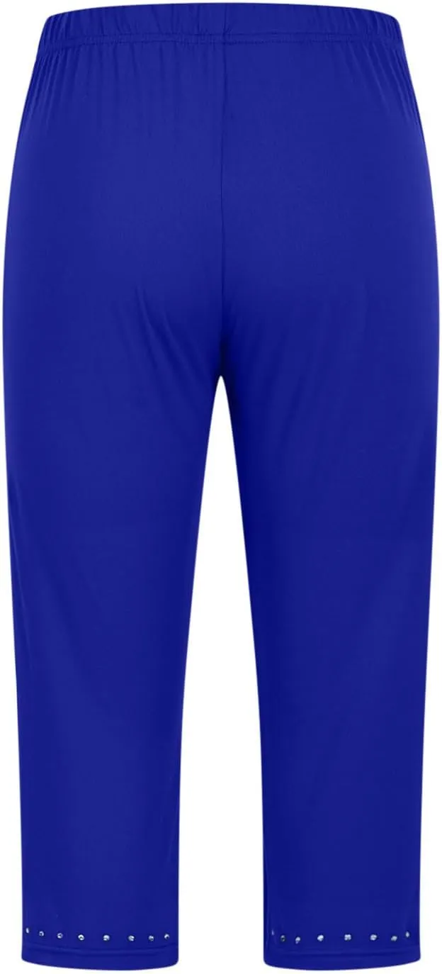 Carpi Pants for Women High Waist Rhinestone Trim Leggings Workout Yoga Pants Comfy Compression Pant