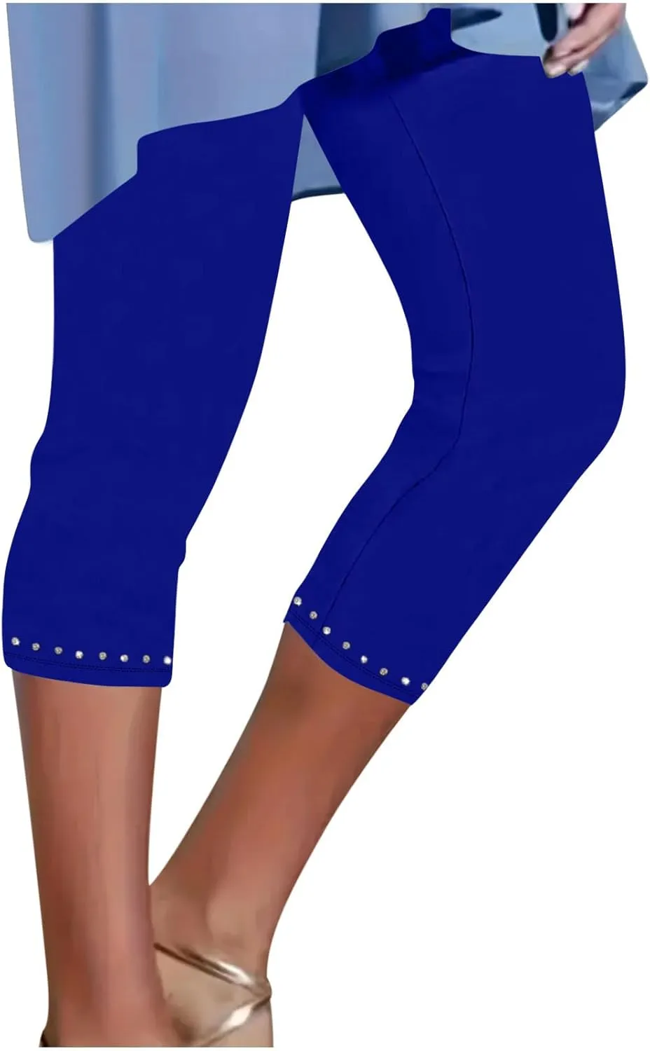 Carpi Pants for Women High Waist Rhinestone Trim Leggings Workout Yoga Pants Comfy Compression Pant