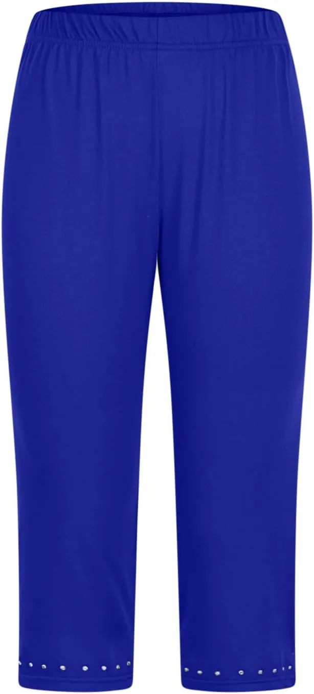 Carpi Pants for Women High Waist Rhinestone Trim Leggings Workout Yoga Pants Comfy Compression Pant