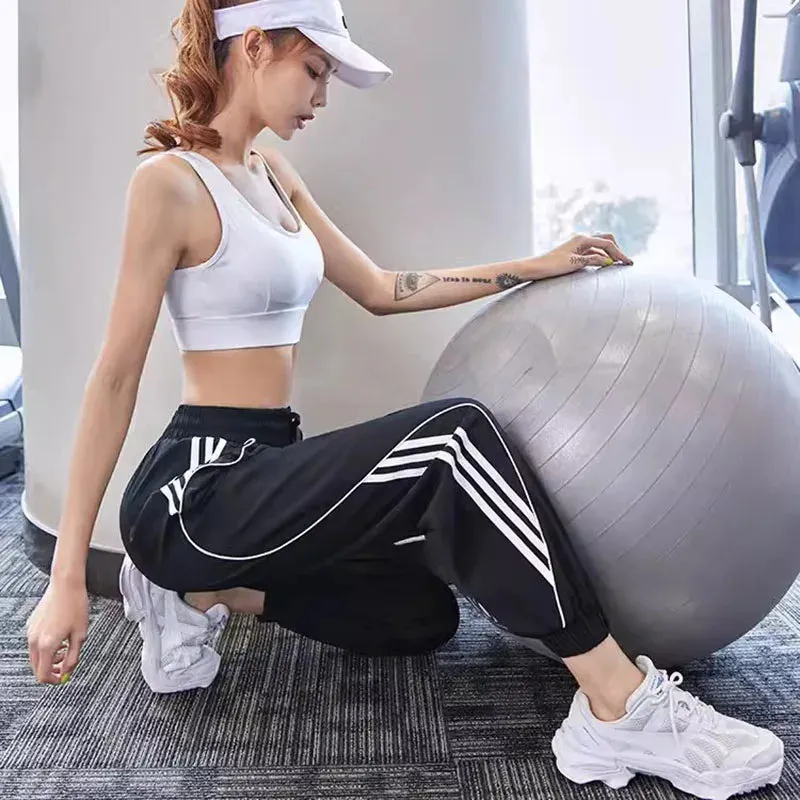 Casual Side Striped High Waist Jogging Sweatpants