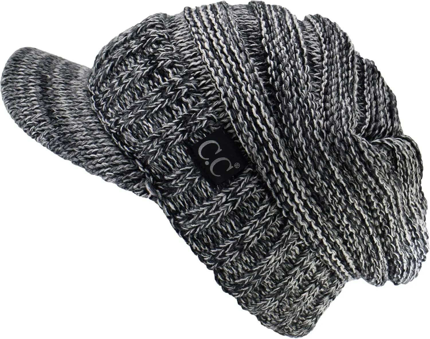 C.C Trendy Warm Oversized Chunky Soft Oversized Ribbed Slouchy Knit Hat with Visor Brim