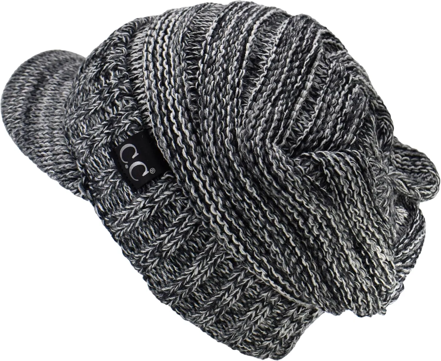 C.C Trendy Warm Oversized Chunky Soft Oversized Ribbed Slouchy Knit Hat with Visor Brim