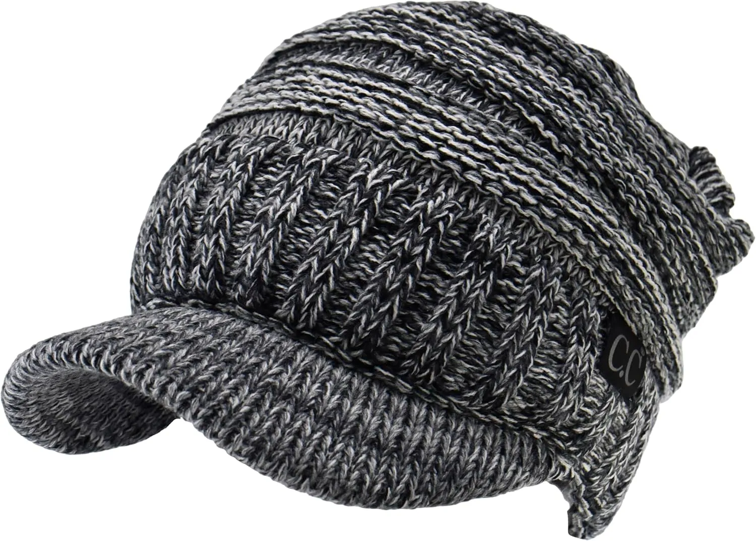 C.C Trendy Warm Oversized Chunky Soft Oversized Ribbed Slouchy Knit Hat with Visor Brim