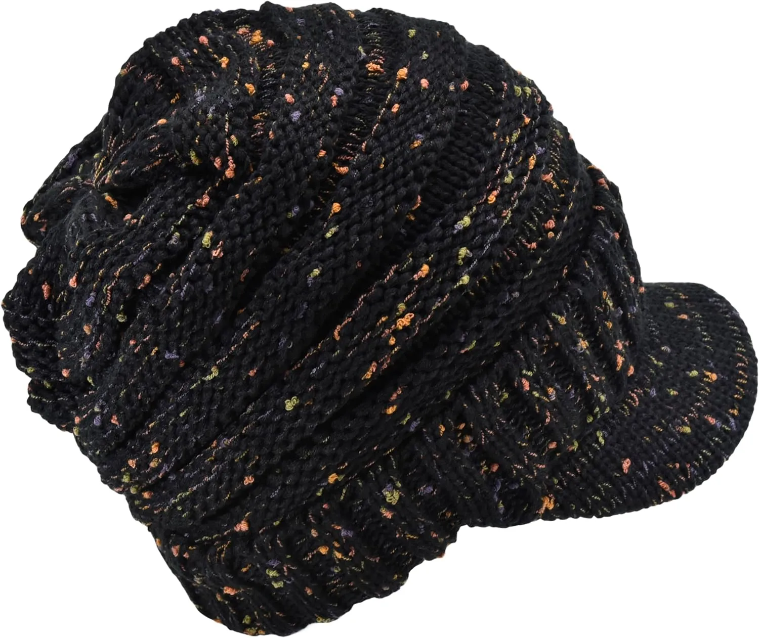 C.C Trendy Warm Oversized Chunky Soft Oversized Ribbed Slouchy Knit Hat with Visor Brim