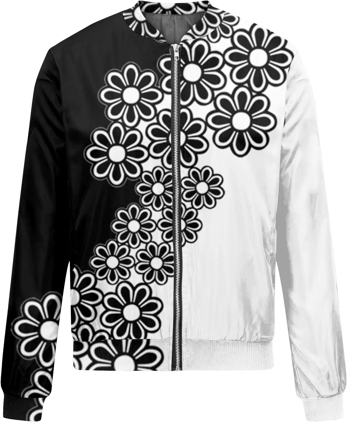 ChicCrate Bomber Jacket Women 2025 Long Sleeve Stand Collar Fall Jackets Lightweight Causal Floral Zip Up Coats