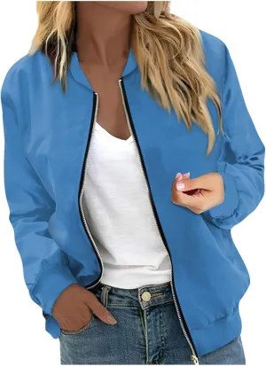 ChicCrate Bomber Jacket Women 2025 Long Sleeve Stand Collar Fall Jackets Lightweight Causal Floral Zip Up Coats
