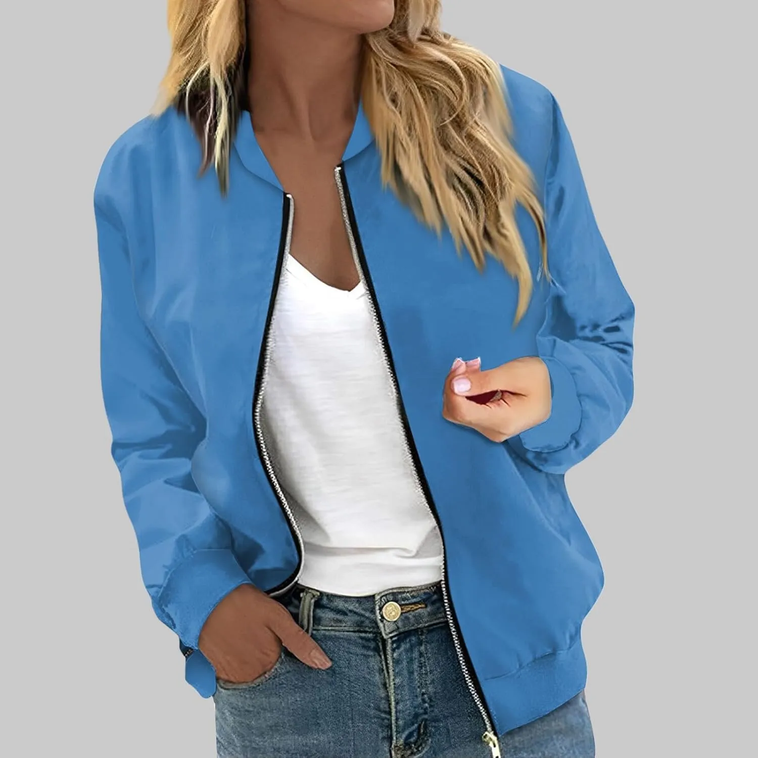 ChicCrate Bomber Jacket Women 2025 Long Sleeve Stand Collar Fall Jackets Lightweight Causal Floral Zip Up Coats