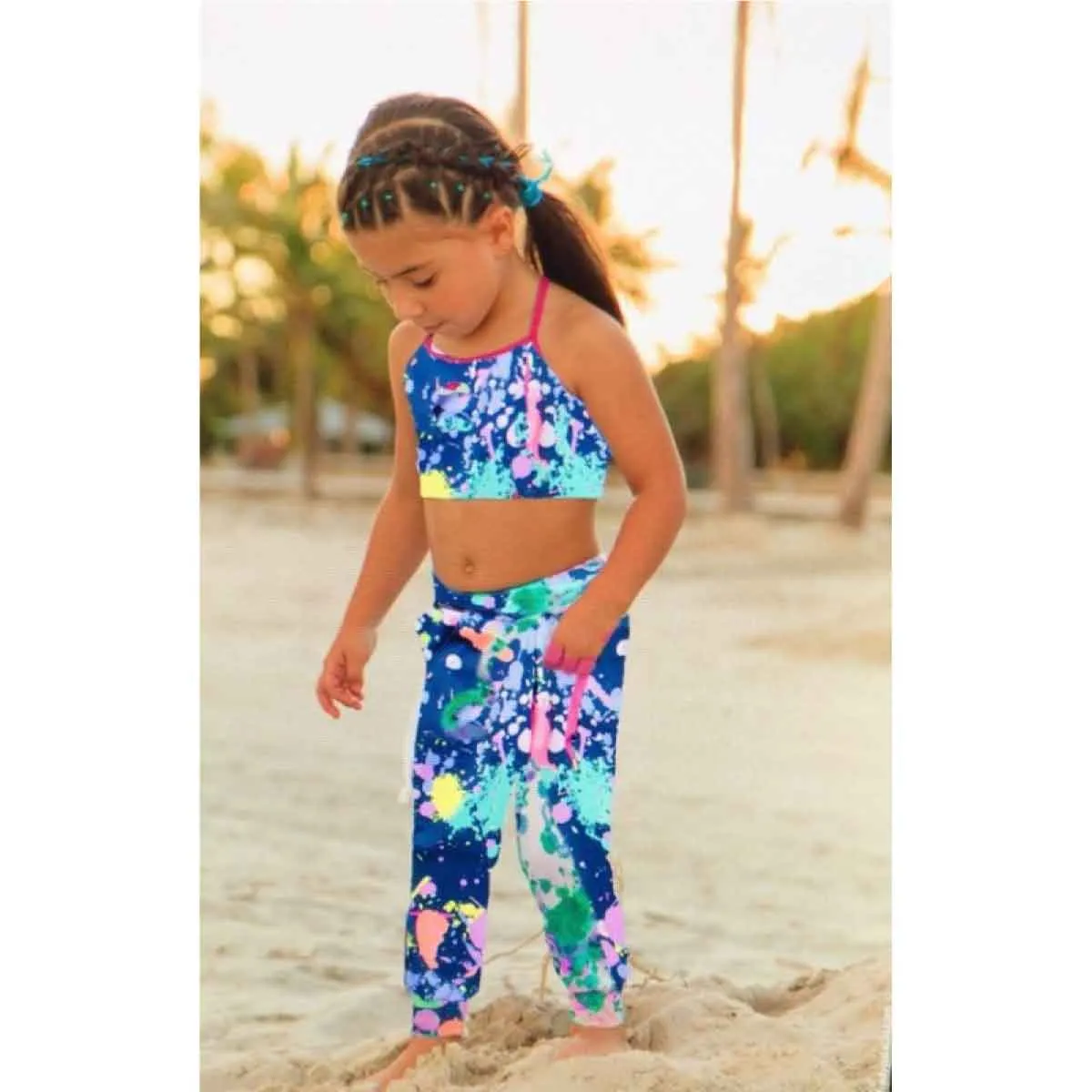 CLEAR - GIRLS' SPLASH PAINT LEGGINGS