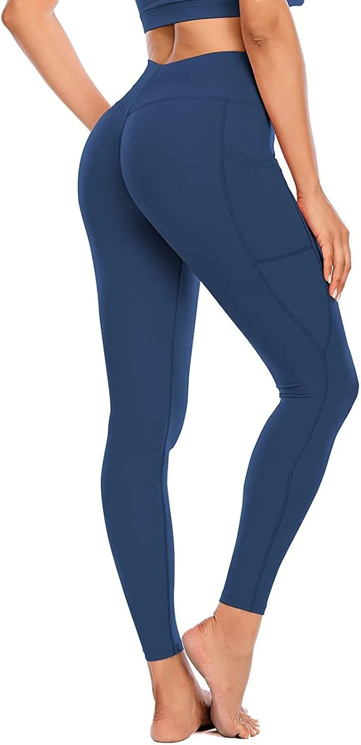 Compression Leggings for Women High Waist Tummy Control Slim Stretchy Seamless Yoga Leggings with Pockets Sportswear