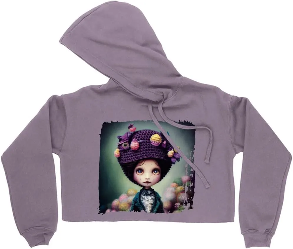 Cool Women's Cropped Fleece Hoodie - Doll Cropped Hoodie for Women - Colorful Hooded Sweatshirt
