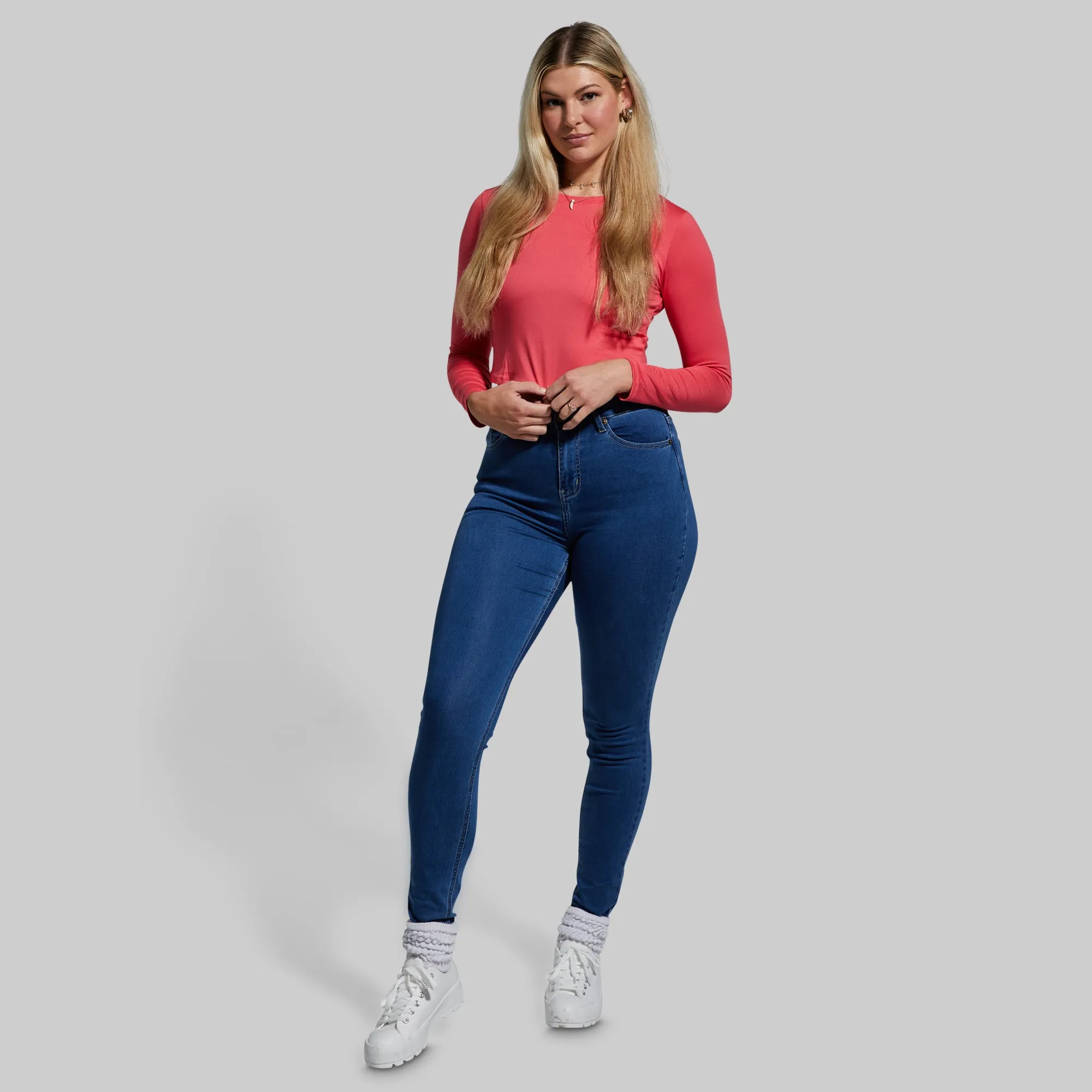 Cross You Off Cropped Long Sleeve (Fiery Rose)