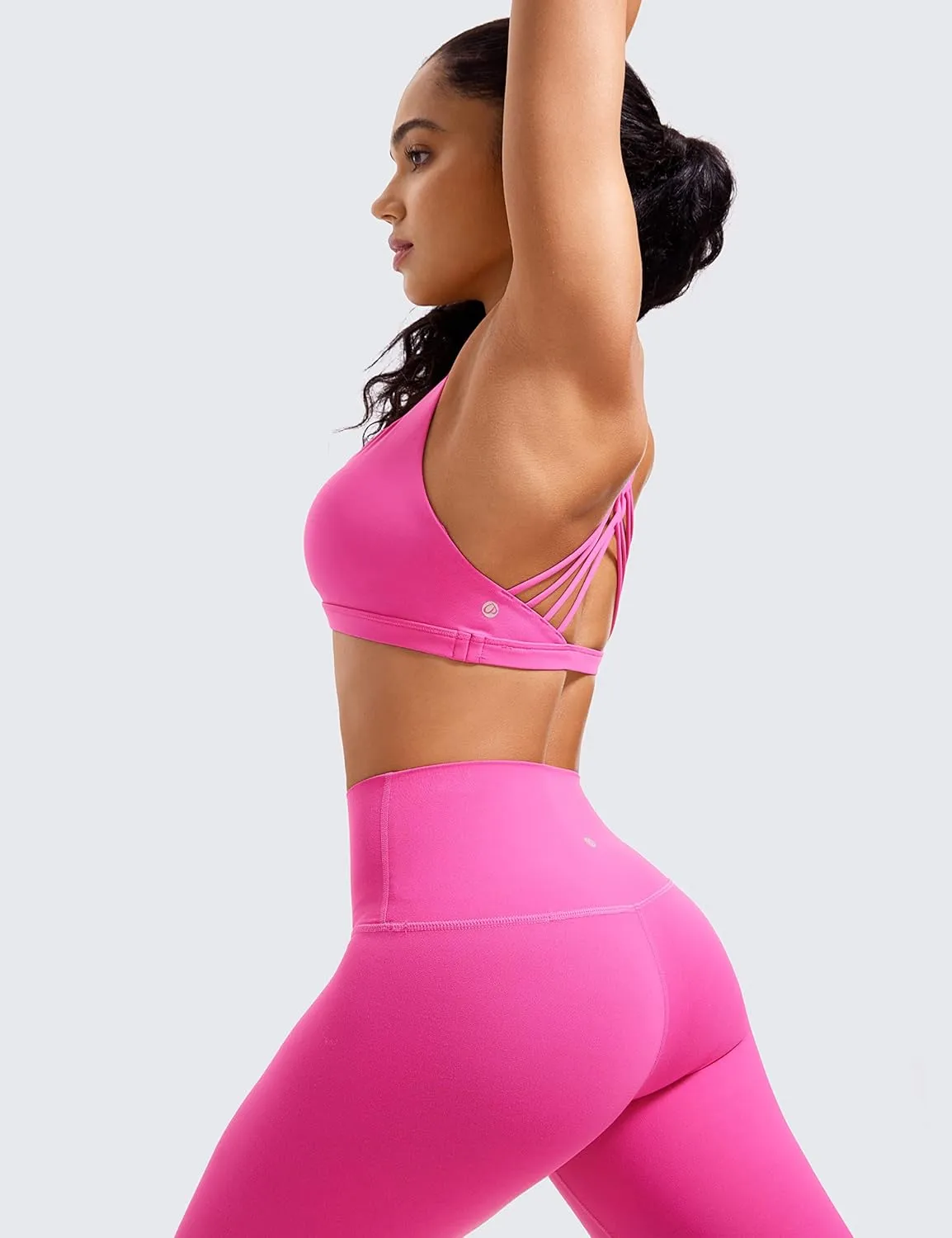 CRZ YOGA Strappy Sports Bras for Women - Criss Cross Back Wireless Padded Yoga Workout Cami Top