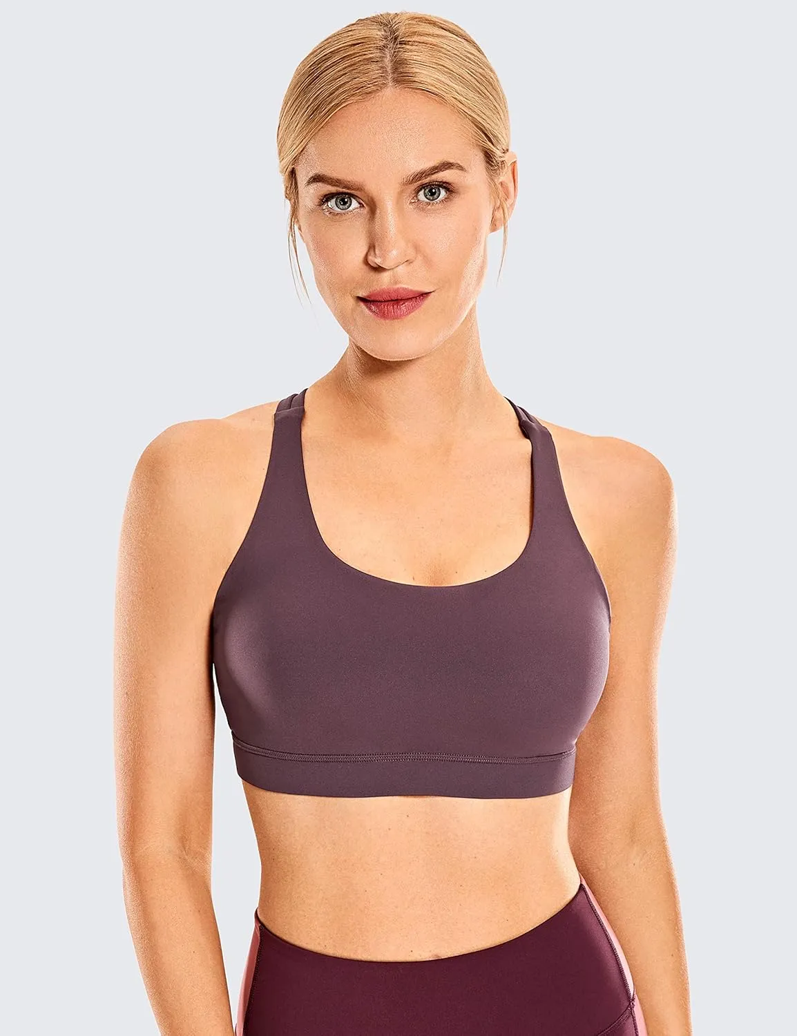 CRZ YOGA Women's Strappy Sports Bras Fitness Workout Padded Yoga Top Criss Cross Back Cami